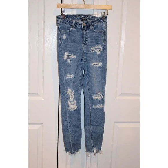 Amrerican Eagle Next Level Stretch Distressed Hi Rise Jegging size 4 - Picture 1 of 2